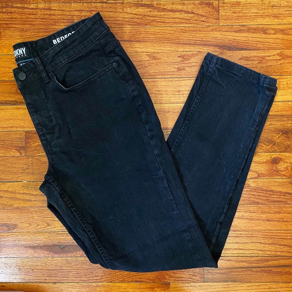 DKNY Men's Bedford Slim Fit Black Jeans, 33x32
